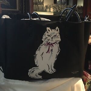 Kate Spade Black Tote with Cat Design Cat🐱